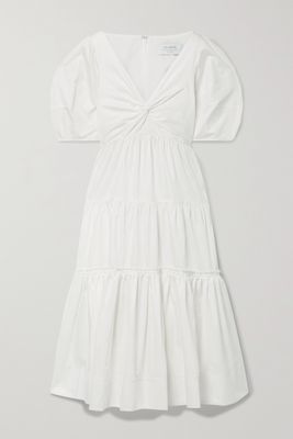 La Ligne - Twist-front Cotton-poplin Midi Dress - Ivory