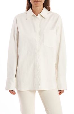 La Ligne Val Scallop Button-Up Tunic Shirt in Ivory