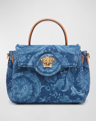 La Medusa Floral Denim Top-Handle Bag