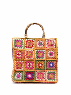 la milanesa crochet-design tote bag - Yellow