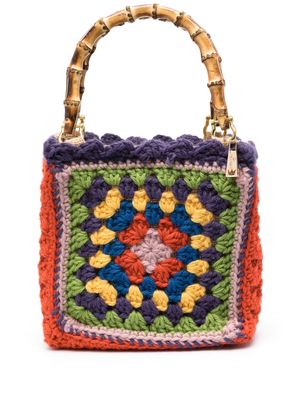 la milanesa crochet-knit wool tote bag - Purple