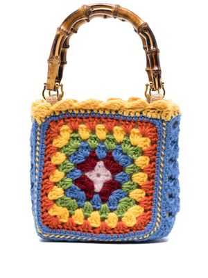 la milanesa crochet-knit wool tote bag - Yellow