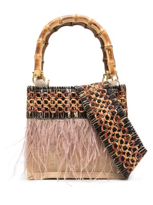 la milanesa feather-trim tote bag - Neutrals