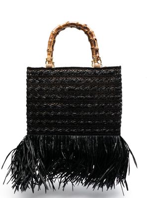 la milanesa fringed-detail interwoven tote bag - Black