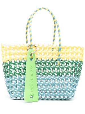 la milanesa interwoven logo-charm tote bag - Green