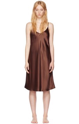 La Perla Brown Silk Midi Dress
