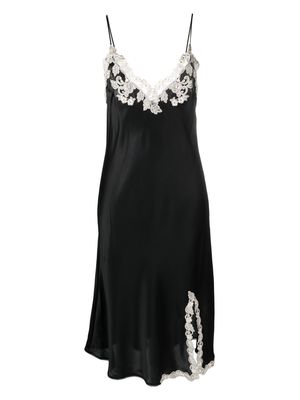 La Perla floral-lace trim slip dress - Black