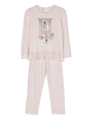 La Perla Kids ballerina-print pyjamas - Pink