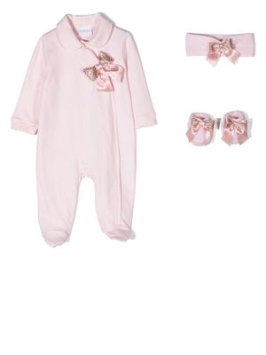 La Perla Kids bow-detail babygrow set - Pink