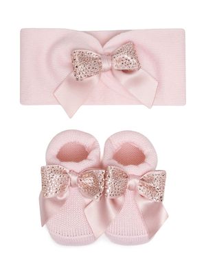 La Perla Kids bow-detail knitted set - Pink