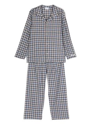 La Perla Kids check-print long-sleeve pyjamas - Blue