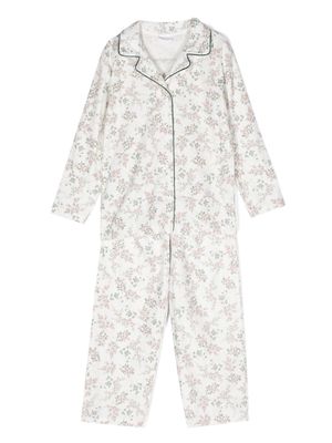 La Perla Kids floral-print long-sleeve pyjamas - White