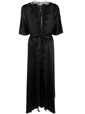La Perla lace-detail silk robe - Black
