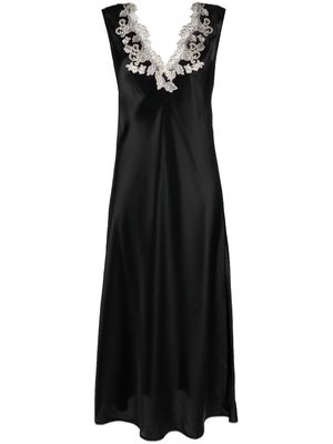 La Perla lace-embroidered silk midi dress - Black