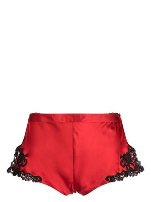 La Perla lace-trim lace shorts - Red