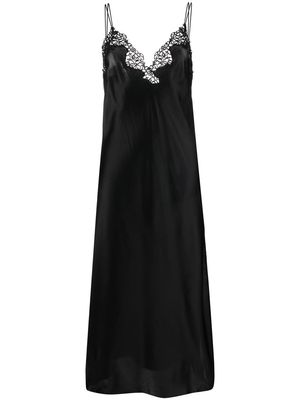 La Perla lace-trim silk midi slip dress - Black