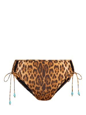 La Perla leopard-print side-tie bikini bottoms - Brown