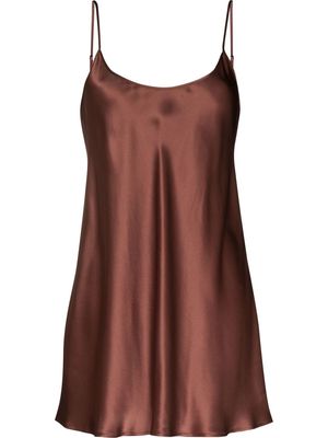 LA PERLA silk slip mini dress - Brown