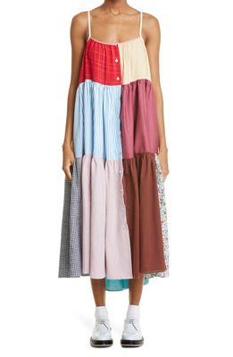 La Réunion One-of-a-Kind Patchwork Cotton Blend Maxi Dress in Colorful