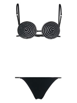 La Reveche Akira crystal-embellished bikini set - Black