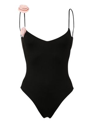 La Reveche Ashar floral-appliqué swimsuit - Black