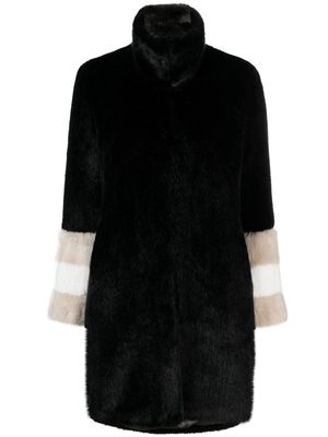 La Seine & Moi Carene faux-fur striped-cuff coat - Black