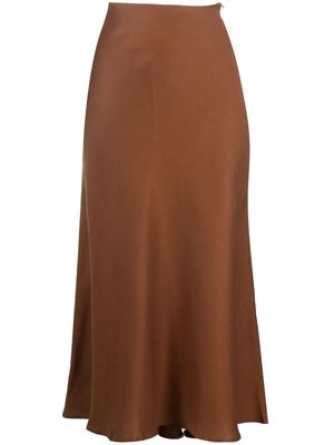La Seine & Moi satin mid-length skirt - Brown