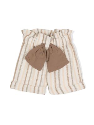 La Stupenderia asymmetric-pattern embroidered shorts - Neutrals