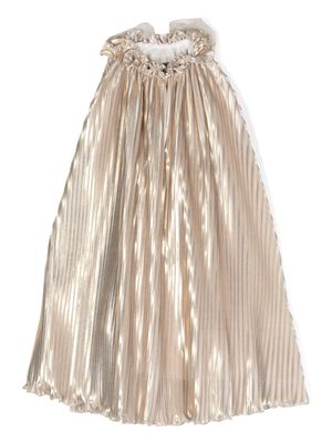 La Stupenderia Aurora bow-embellished pleated dress - Gold