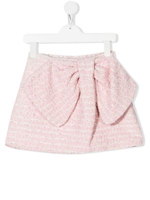 La Stupenderia boucle bow-detail mini skirt - Pink