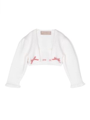 La Stupenderia bow-detail cropped knitted cardigan - White