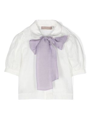 La Stupenderia bow-detail linen shirt - White