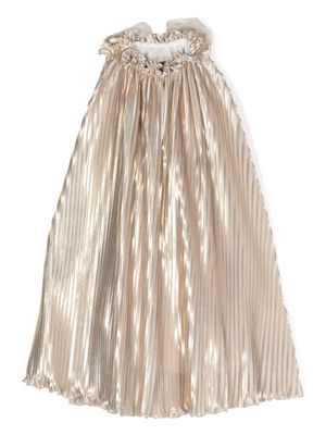 La Stupenderia bow-detail pleated dress - Gold