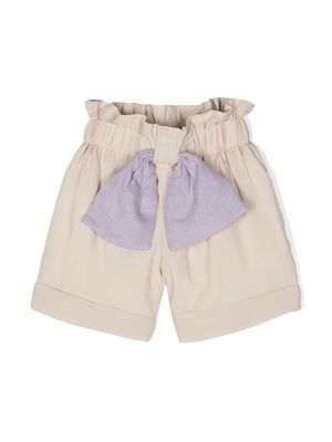 La Stupenderia bow-detail shorts - Neutrals