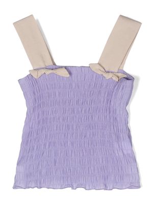 La Stupenderia bow-detail smocked tank top - Purple