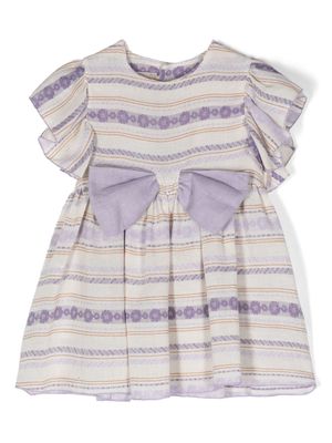 La Stupenderia bow-detail striped dress - Neutrals