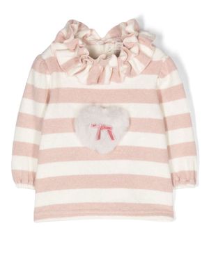 La Stupenderia bow-detail striped tunic - Pink