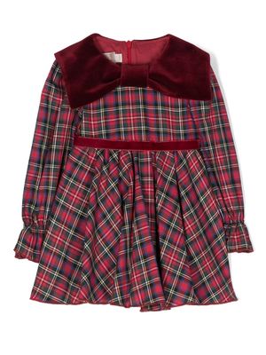 La Stupenderia bow-detail tartan cotton dress - Red