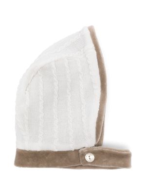 La Stupenderia cable-knit buttoned beanie - White