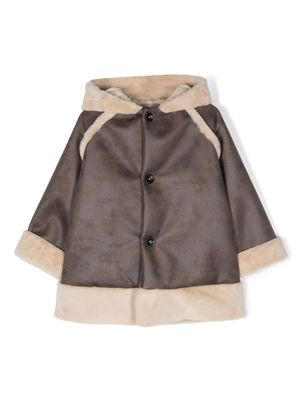 La Stupenderia classic-hood faux-shearling jacket - Brown