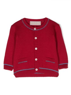 La Stupenderia contrasting-trim merino wool cardigan - Red