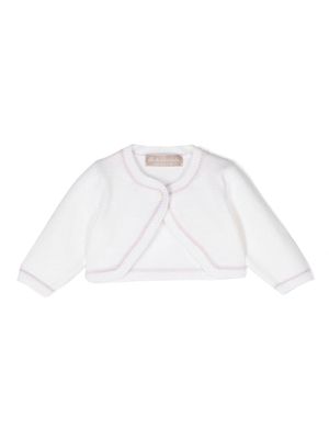 La Stupenderia contrasting-trim ribbed-knit cropped jacket - White