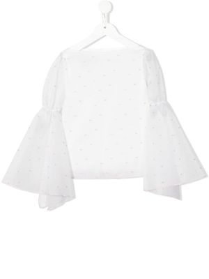 La Stupenderia embroidered polka-dot blouse - White