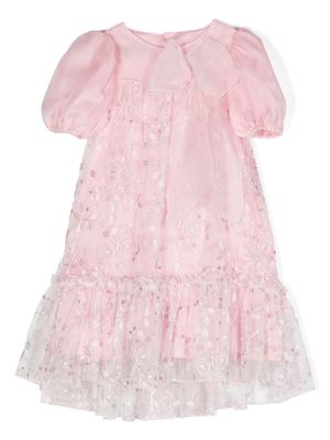 La Stupenderia Emma floral-embroidered organza dress - Pink