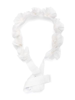 La Stupenderia floral-appliqué cotton hair band - White