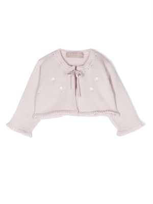 La Stupenderia floral-embroidered ribbed-knit jacket - Pink