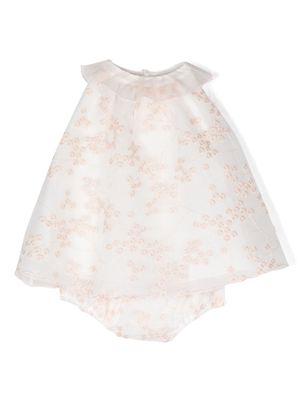La Stupenderia floral-embroidered tulle dress - White