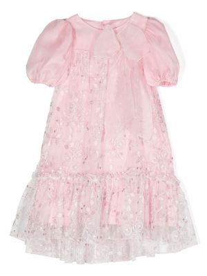 La Stupenderia floral-embroidery organza detail - Pink