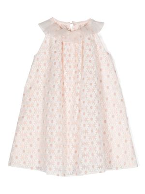 La Stupenderia floral-embroidery tulle dress - Pink