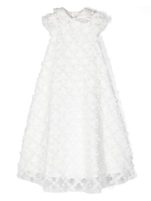 La Stupenderia floral-lace point-d'esprit dress - White